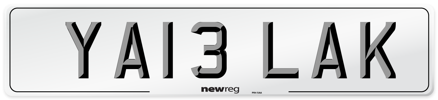 YA13 LAK Number Plate from New Reg